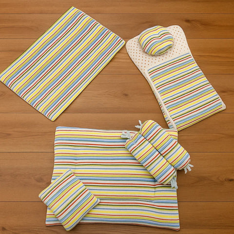 7 Pieces Velvet Bedding Set - Multi-Color Lining - Yellow