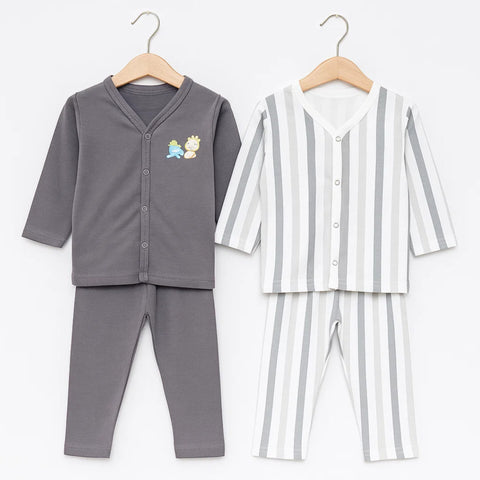 TBS - Pack of 2 - Night Suits - Grey & Stripes