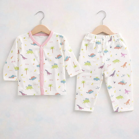 TBS - Cotton Jersey - Night Suit - White - Dino - 26