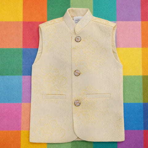 AN - Fancy Waist Coat - Off White - Flowers