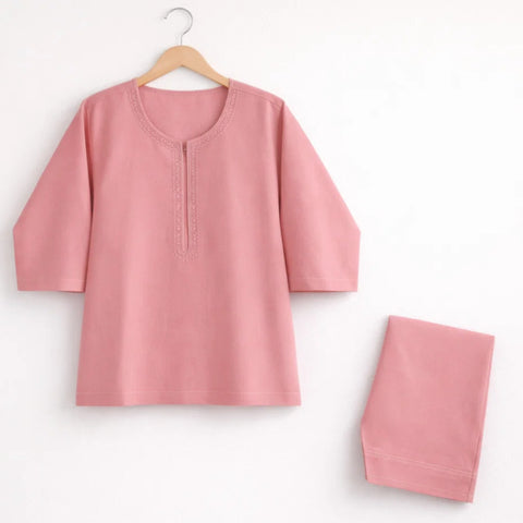 TBS - Cotton - Round Neck - Kurta Shalwar - Pink - 26