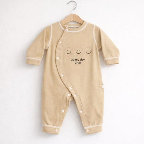 Everly Brooks - Cotton Interlock - Romper - Brown - Smile