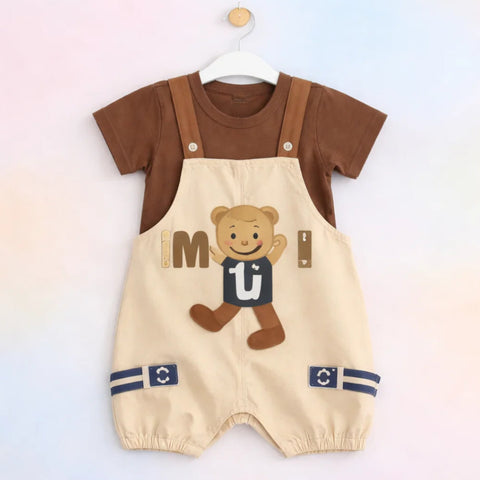 BB - 2 Pieces - Dungaree Set - Brown - Go - China
