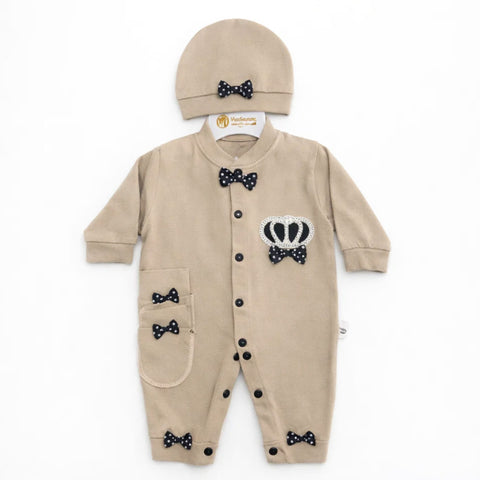 GM - 3 Pieces - Romper Set - Brown - Black Bow