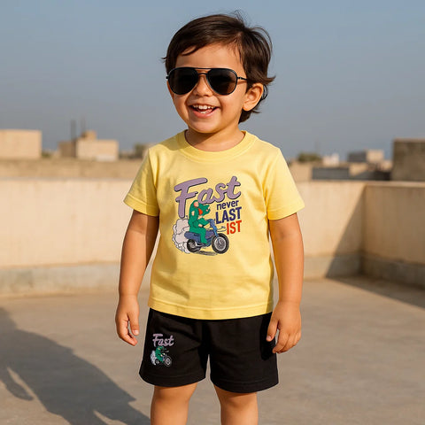 Lucido - T-Shirt & Shorts - Yellow - Dinosaur