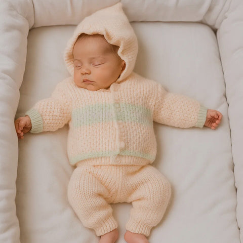 2 Pieces - Hooded Suit Set - Wool