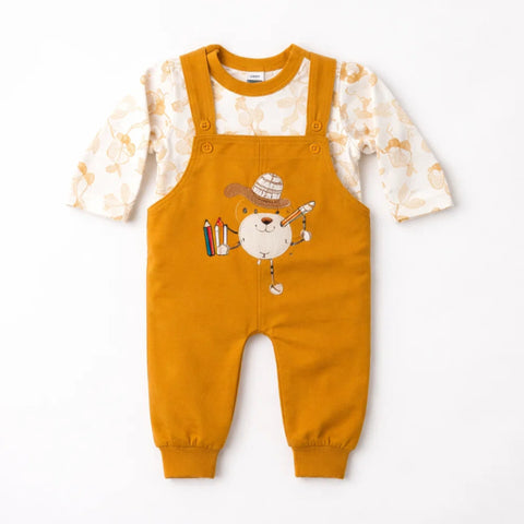 JS - 2 Pieces - Dungaree Set - Yellow - Gentleman Bear