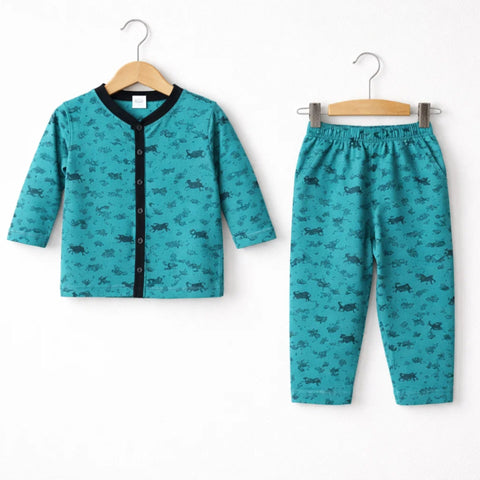 TBS - Cotton Jersey - Night Suit - Green - Dino Space - 26