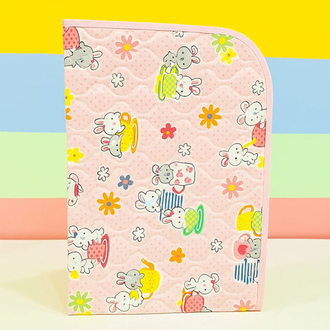 Diaper Changing Sheet - Mini - Pink - Cat & Flowers