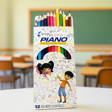 Piano  - Pack of 12 - Color Pencils - White - 4165