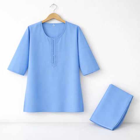 TBS - Cotton - Round Neck - Kurta Shalwar - Sky - 26