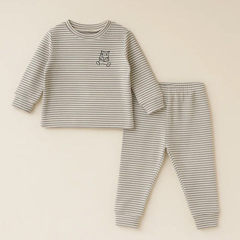 Sarah Aly - Night Suit - Grey - Stripes - China