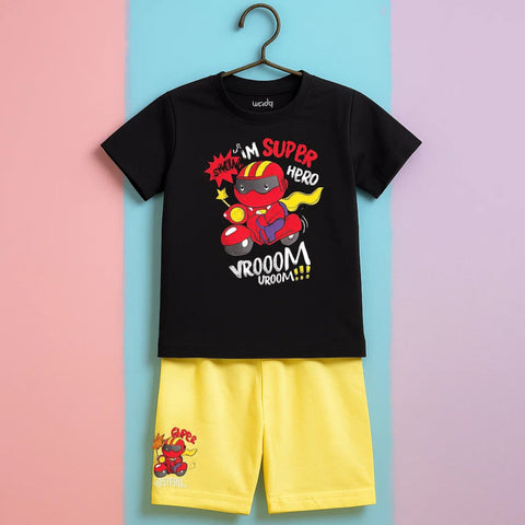 Lucido - T-Shirt & Shorts - Black - Super Hero