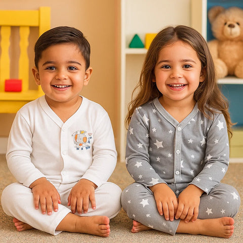 TBS - Pack of 2 - Night Suits - White & Stars