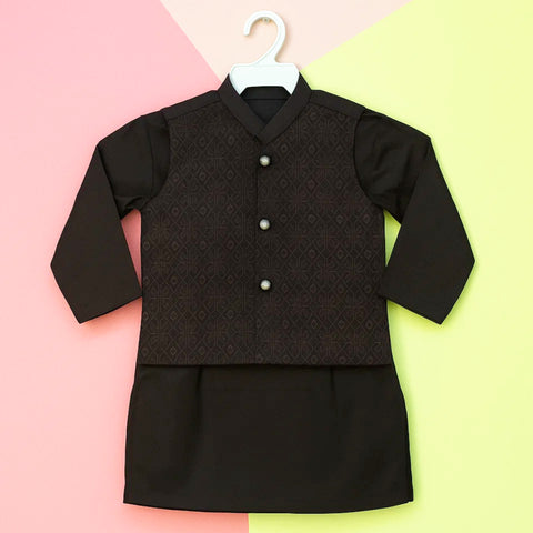 TBS - 3 Pieces - Waist Coat Kurta Shalwar - Wash N Wear - Mehndi