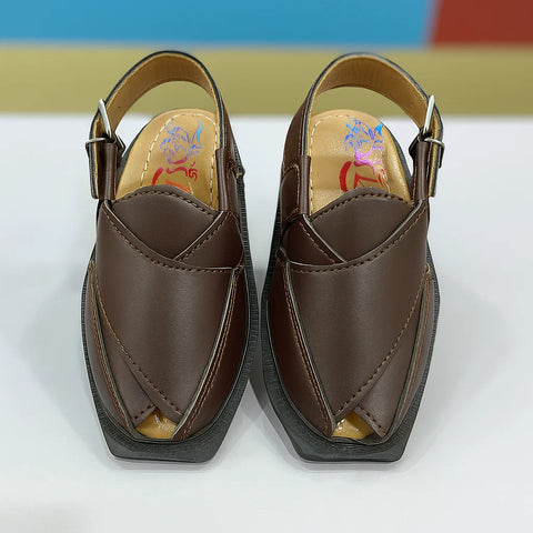 Peshawari Chappal Kaptaan - Dark Brown