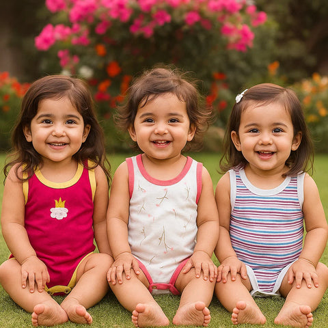 TBS - Pack of 3 Onesies - Girls - Pink & Leaves