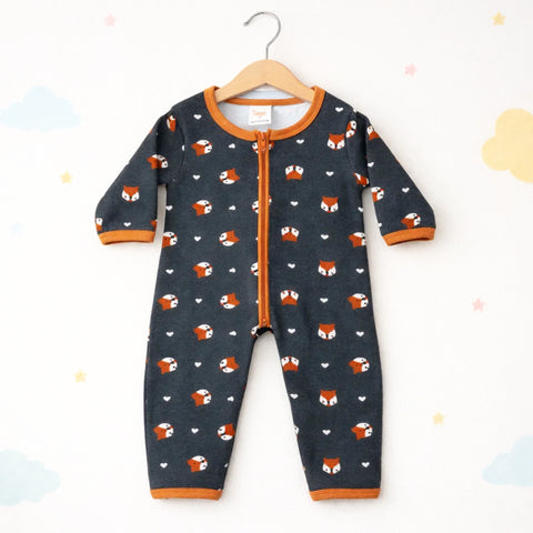 TBS - Cotton Jersey - Zipper Romper - Charcoal - Fox - 26