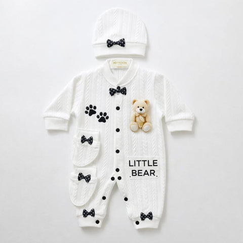 GM - 3 Pieces - Romper Set - White - Little Bear