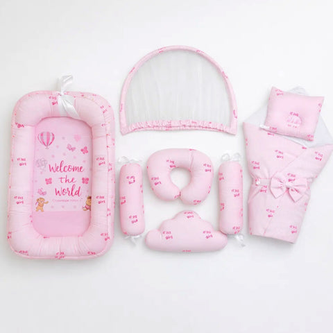 Cotton - 8 Pieces - Snuggle Bed - Pink - Welcome World - 26