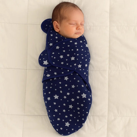 Hudson Baby - Quilted Swaddle Wrap - Silver Stars
