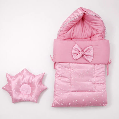 Cotton - Hooded Carry Nest - Pink - Twinkle Bow - 26