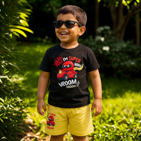 Lucido - T-Shirt & Shorts - Black - Super Hero