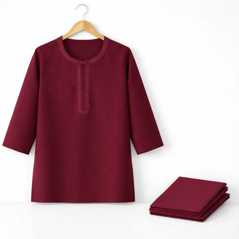 TBS - Cotton - Round Neck - Kurta Shalwar - Maroon - 26