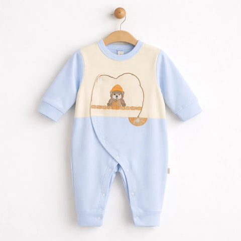 Everly Brooks - Cotton Interlock - Romper - Blue - Bear