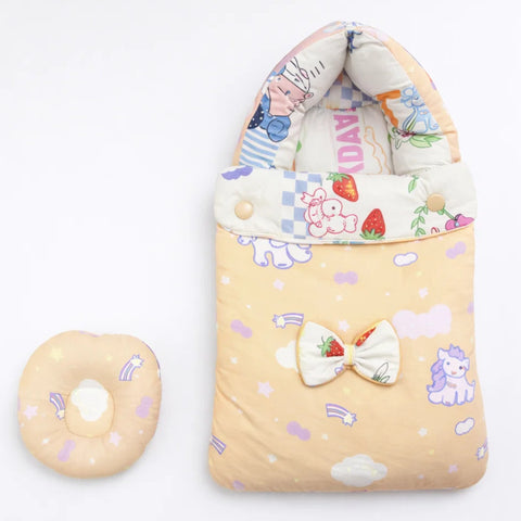 Cotton - Hooded Carry Nest - Yellow - Unicorn Bow - 26