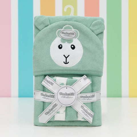6 Pieces - Wonderchild - Bath Towel Gift Set - Green - Sheep