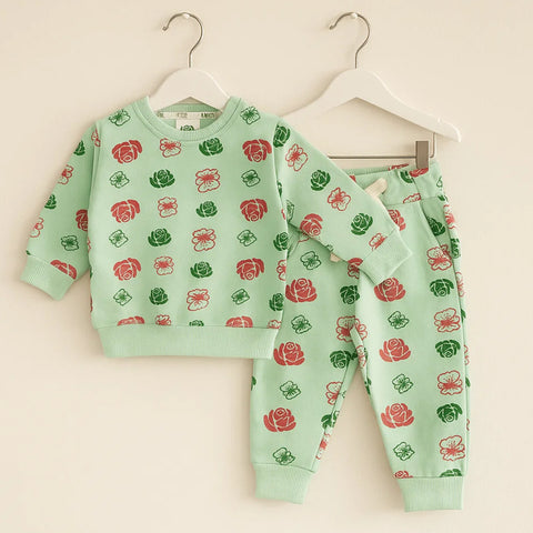 Z Kids - 2 Pieces - Suit Set - Light Green - Roses