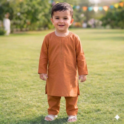 TBS - Cotton - Round Neck - Kurta Shalwar - Peach - 26