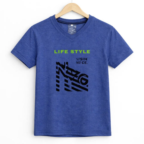GT - Short Sleeve - V Neck - T-Shirt - Blue - Lifestyle