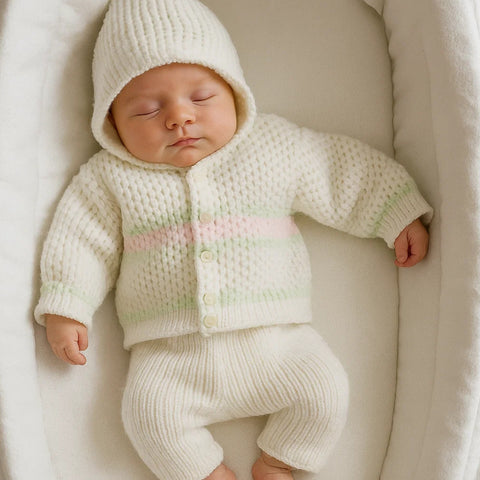 2 Pieces - Hooded Suit Set - Wool