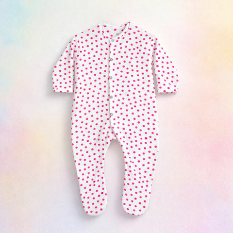 Carte - Cotton Interlock - Sleep Suit With Socks - Pink - Circles