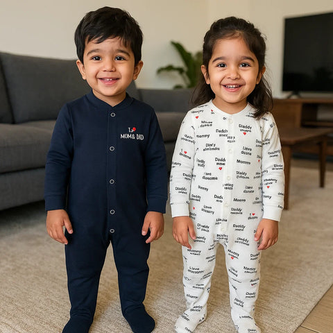 TBS - Pack of 2 Sleep Suits - Black - Mom & Dad