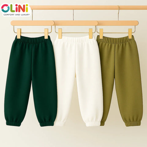 OLINI - Pack of 3 - Fleece Trousers - Dark Green White Green - 25