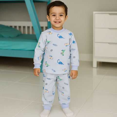 2 Pieces - Suit Set - Blue - Dino