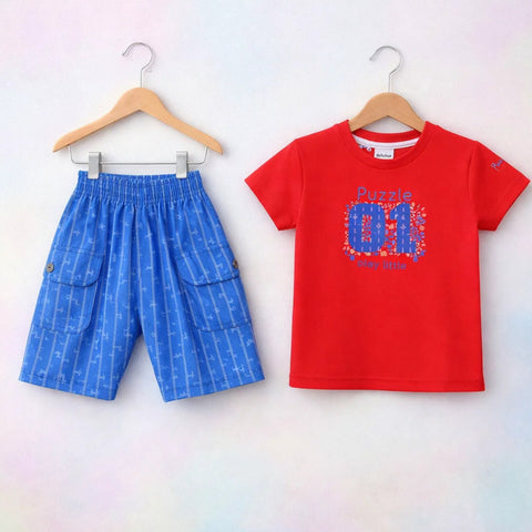 LO - T-Shirt & Short - Red - Puzzle