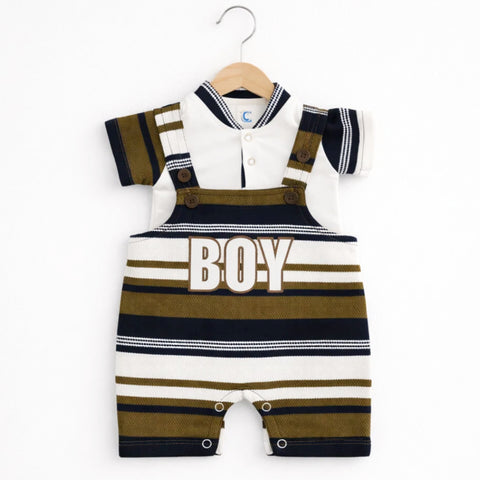 HY - 2 Pieces - Dungaree Set - Olive - Boy