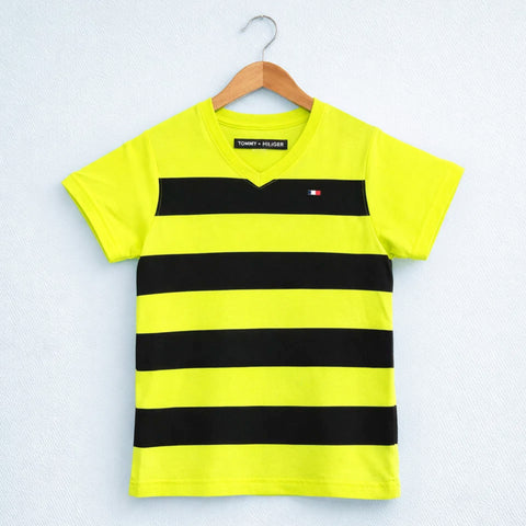 TH - Short Sleeve - V Neck - T-Shirt - Yellow & Black