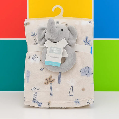 Hudson - Plush Toy Blanket - Elephant - Grey