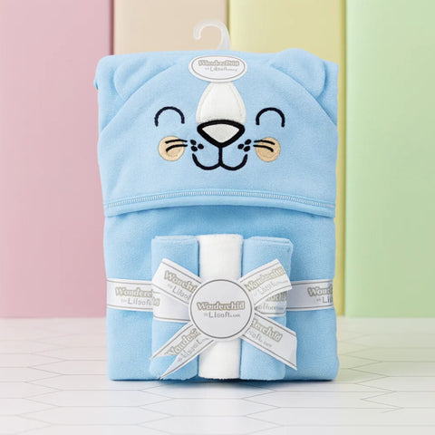 6 Pieces - Wonderchild - Bath Towel Gift Set - Blue - Bear