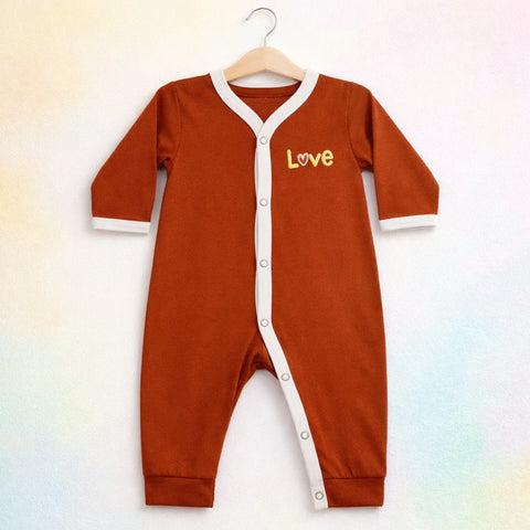 Montaly - Cotton Jersey - Sleep Suit Without Socks - Rust - Love