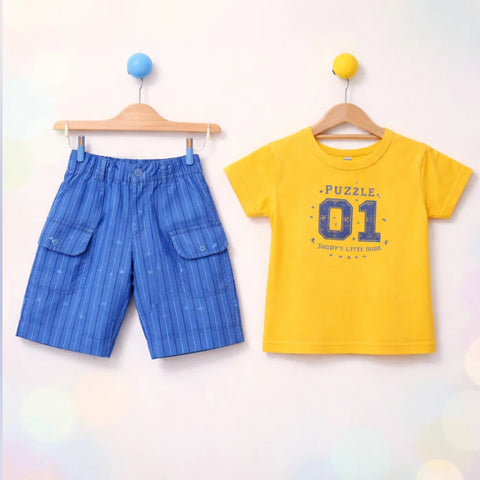 LO - T-Shirt & Short - Yellow - Puzzle