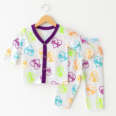 Night Suit - Cotton Jersey - Purple - Love Tales