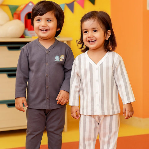 TBS - Pack of 2 - Night Suits - Grey & Stripes