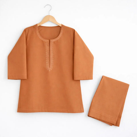 TBS - Cotton - Round Neck - Kurta Shalwar - Peach - 26