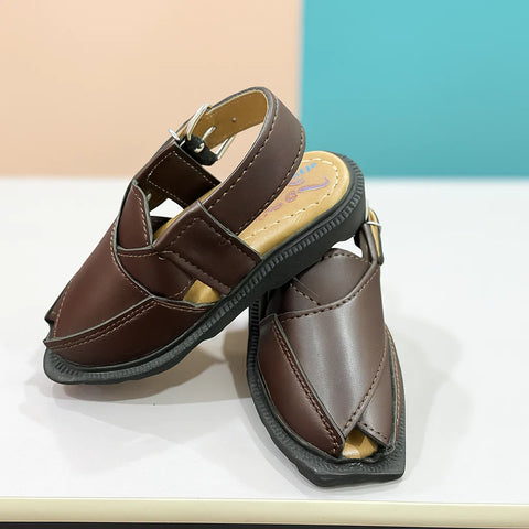 Peshawari Chappal Kaptaan - Dark Brown